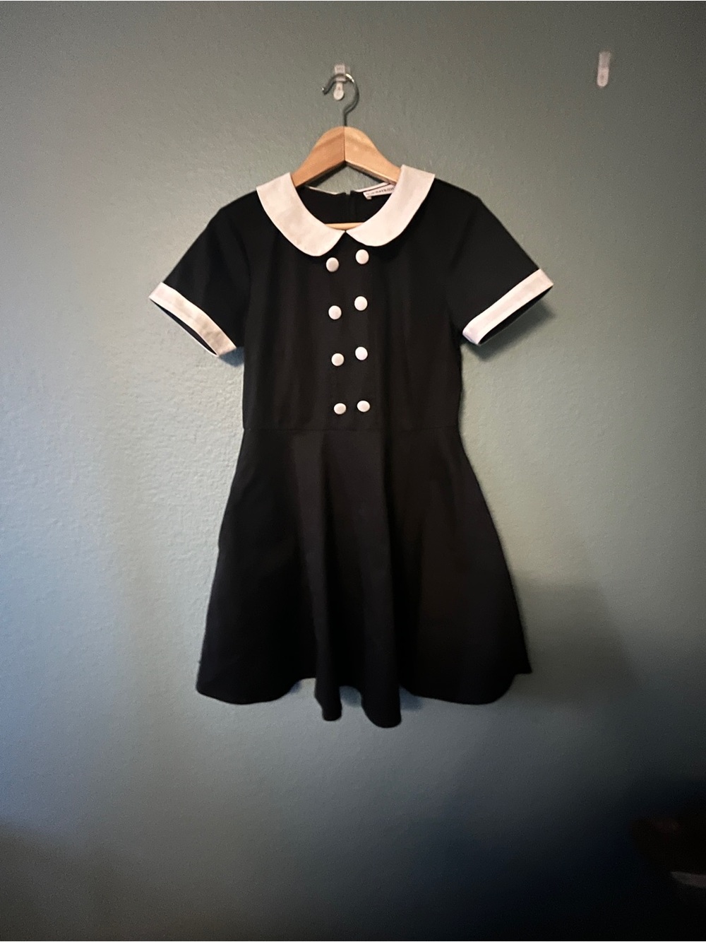 ModCloth Black Mini Dress with Peter Pan Collar and Pockets